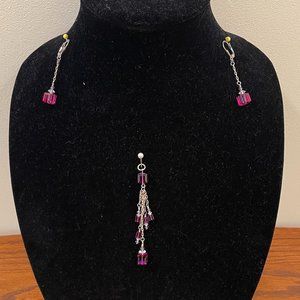 Handmade Swarovski Crystal Pendant Head & Earrings